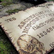 OUIJA Lucifer con planchette, pirografia su legno